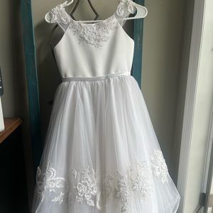 Joan Calabrese Girls White Lace Dress